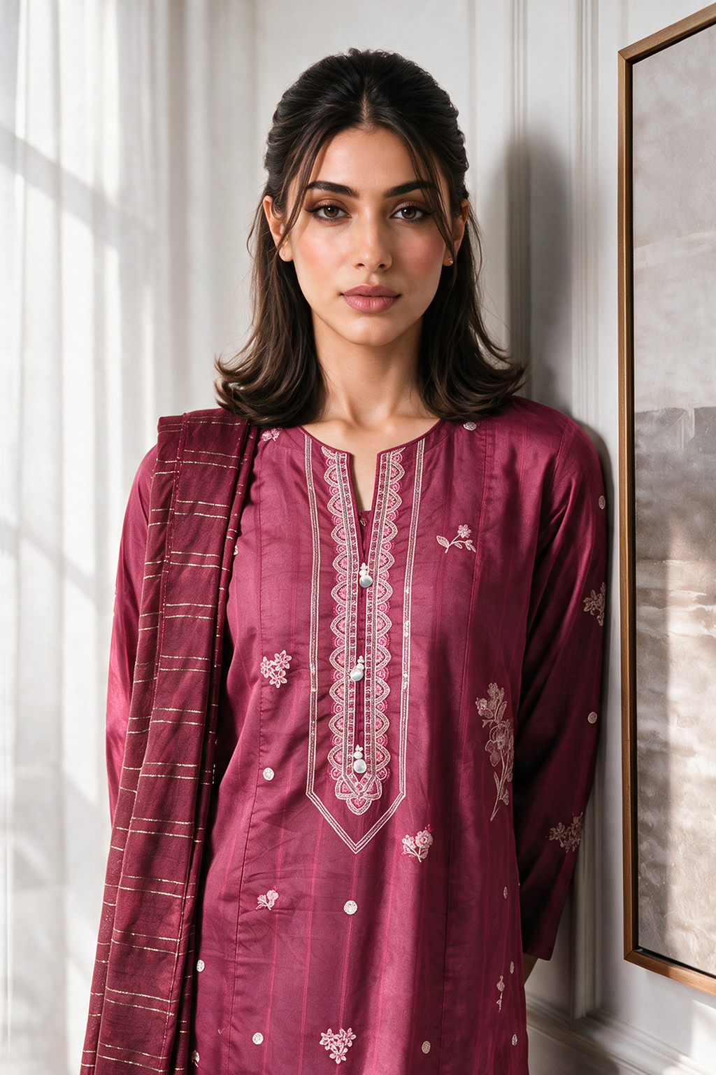 Embroidered Kurta Dupatta Trouser - 2531