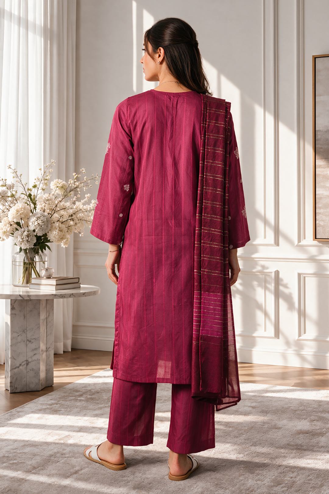 Embroidered Kurta Dupatta Trouser - 2531