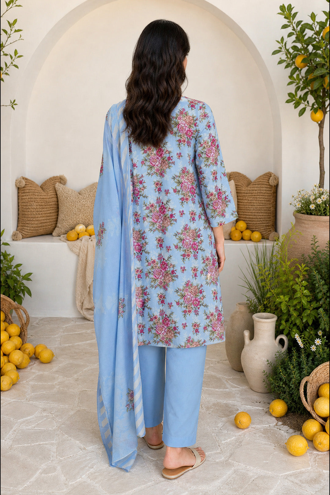 Embroidered Kurta Dupatta Trouser - 2535