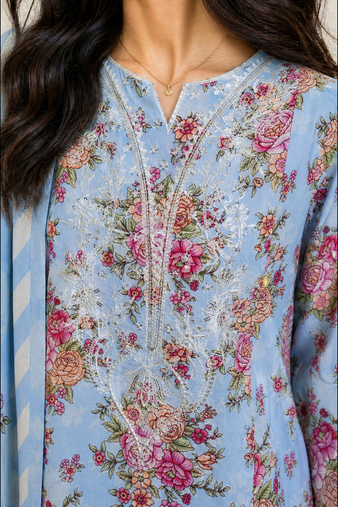 Embroidered Kurta Dupatta Trouser - 2535
