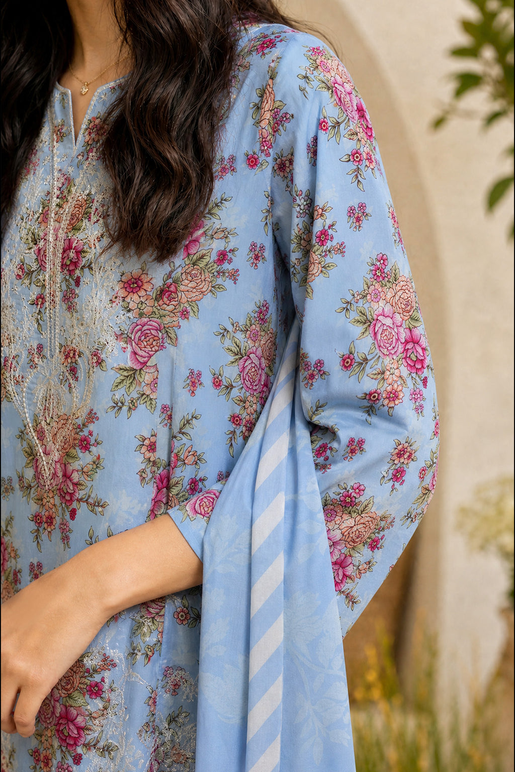Embroidered Kurta Dupatta Trouser - 2535