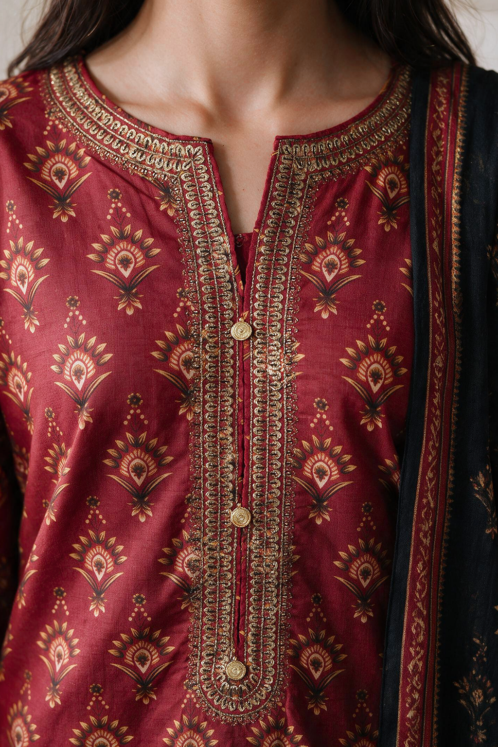 Embroidered Kurta Dupatta Trouser - 2536