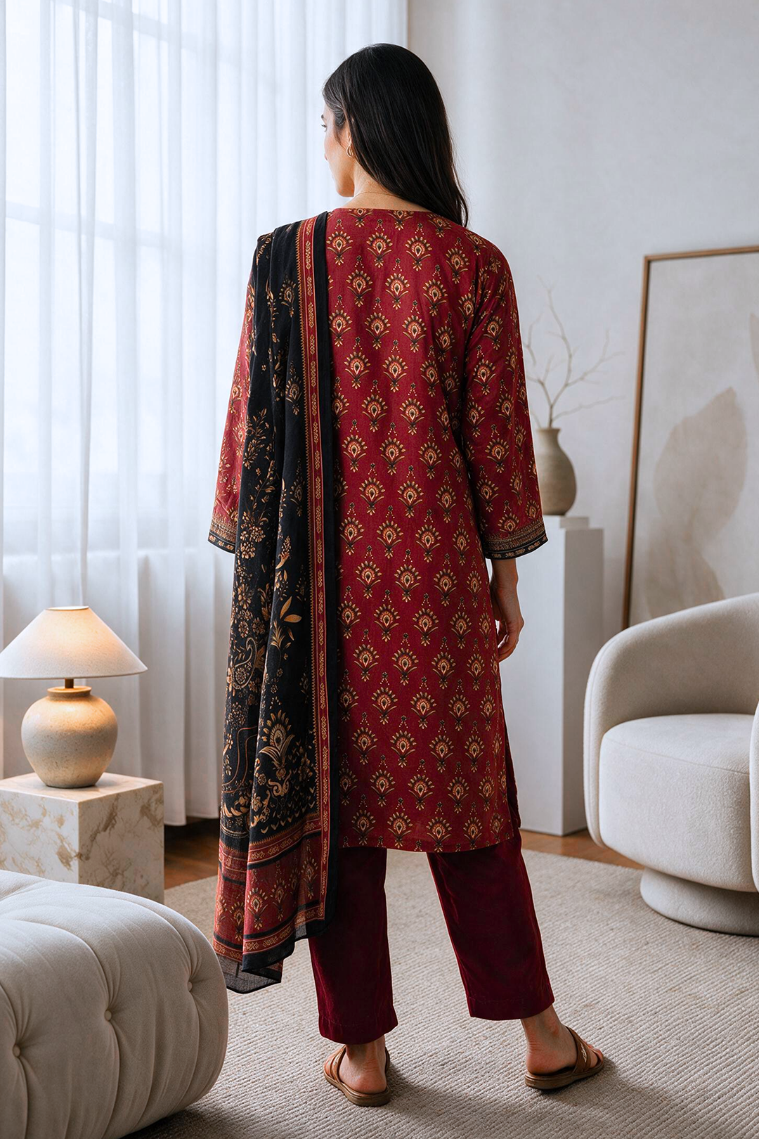 Embroidered Kurta Dupatta Trouser - 2536