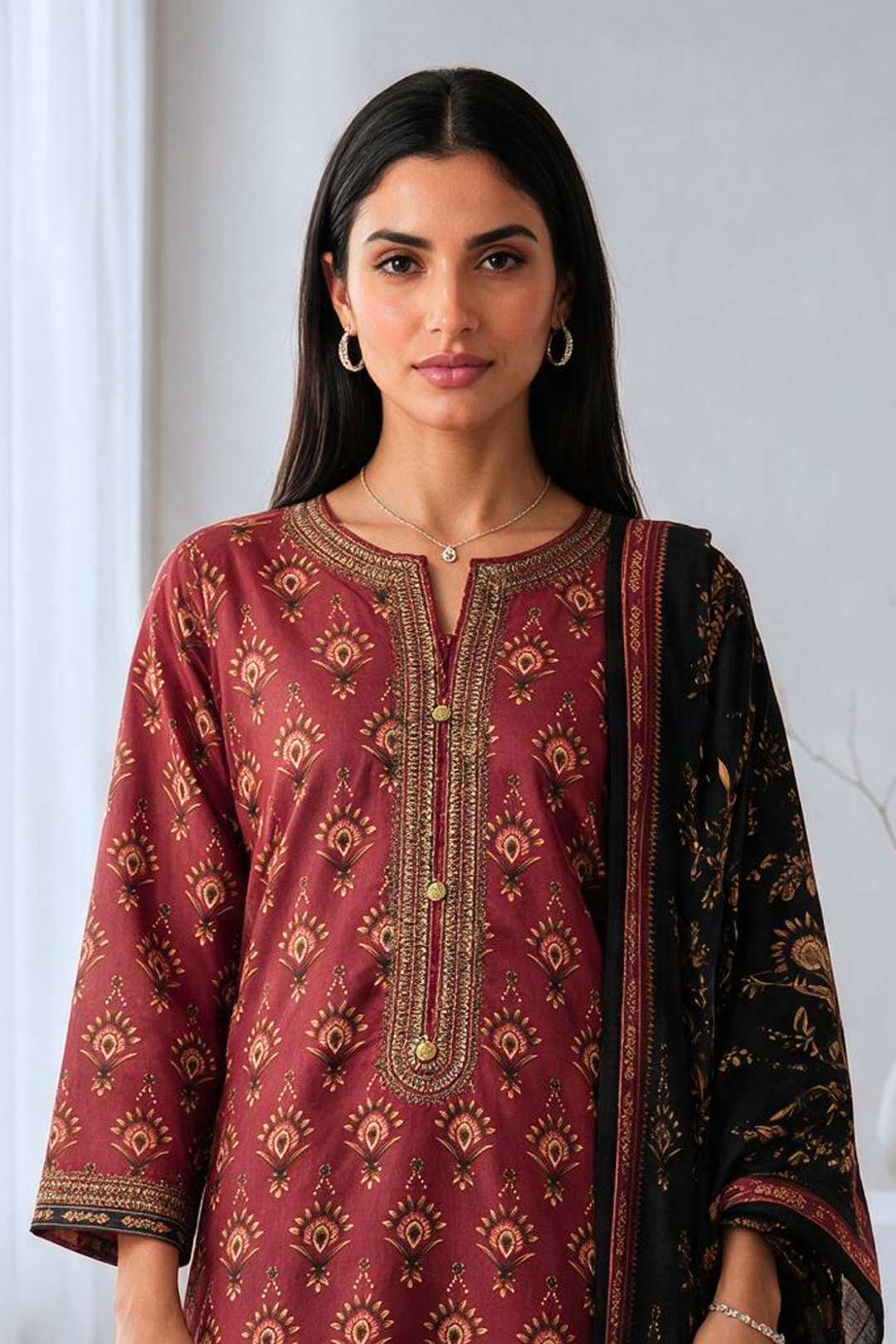 Embroidered Kurta Dupatta Trouser - 2536