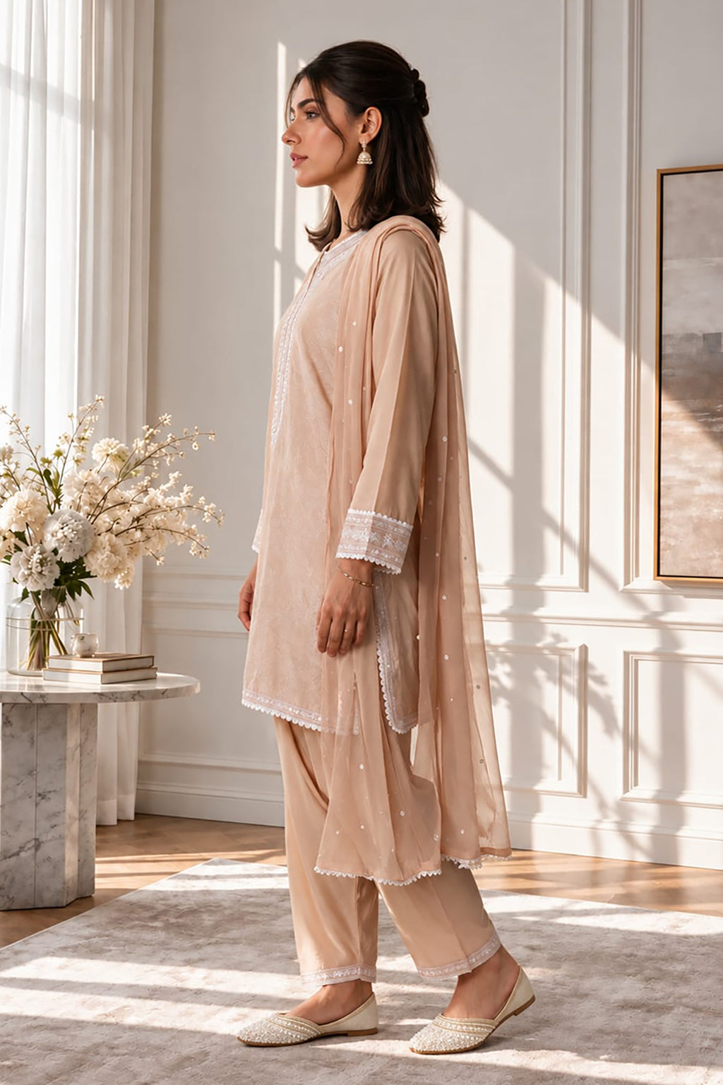 Embroidered Kurta Dupatta Trouser - 2574