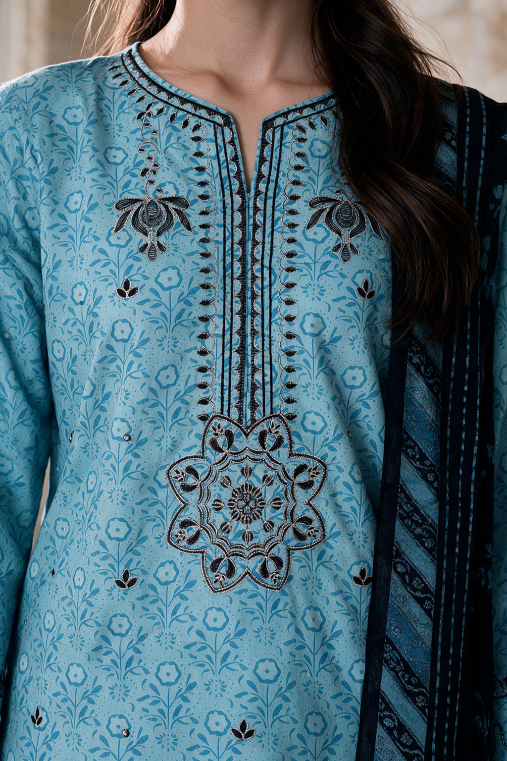 Embroidered Kurta Dupatta Trouser - 2712