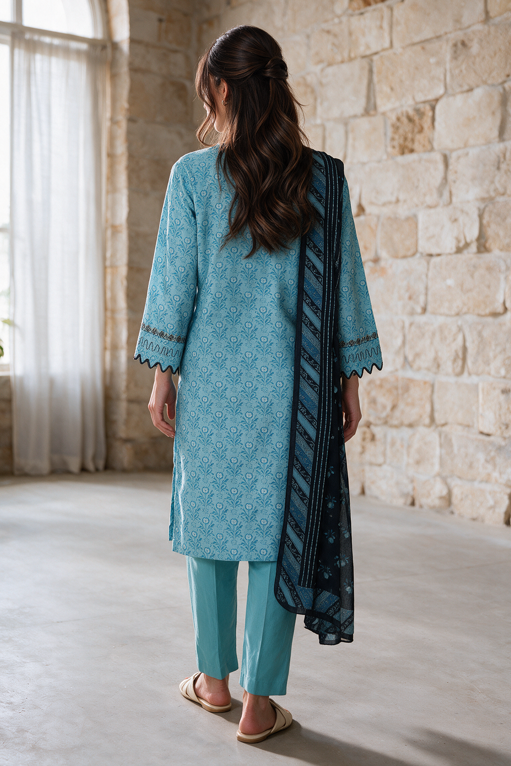 Embroidered Kurta Dupatta Trouser - 2712
