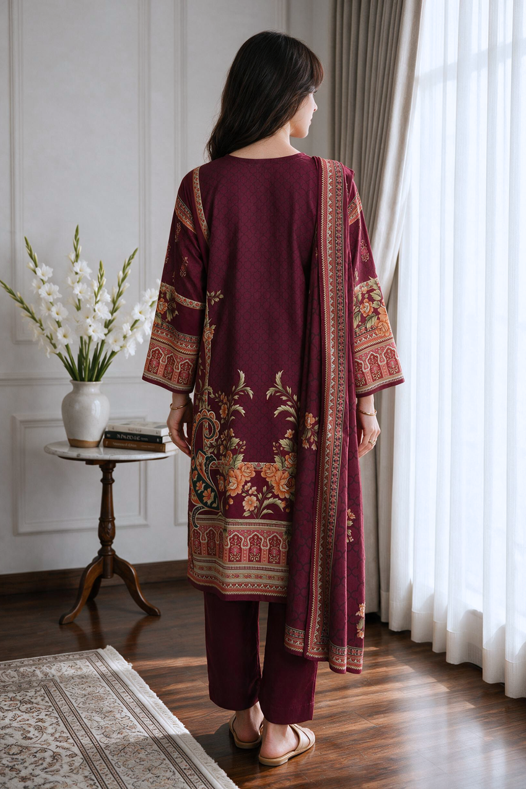 Embroidered Kurta Dupatta Trouser - 2714