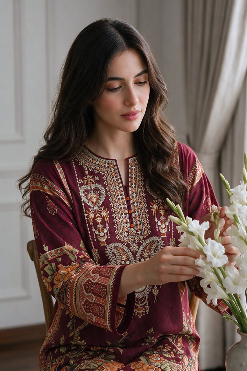 Embroidered Kurta Dupatta Trouser - 2714