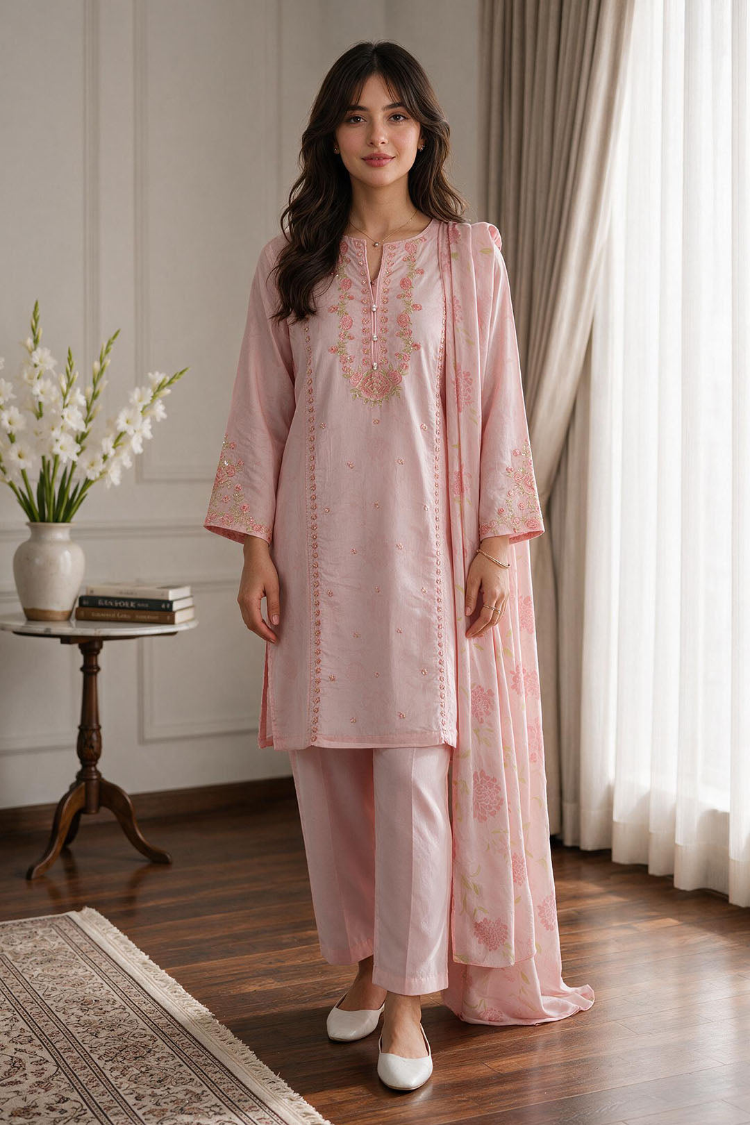 Embroidered Kurta Dupatta Trouser - 2722