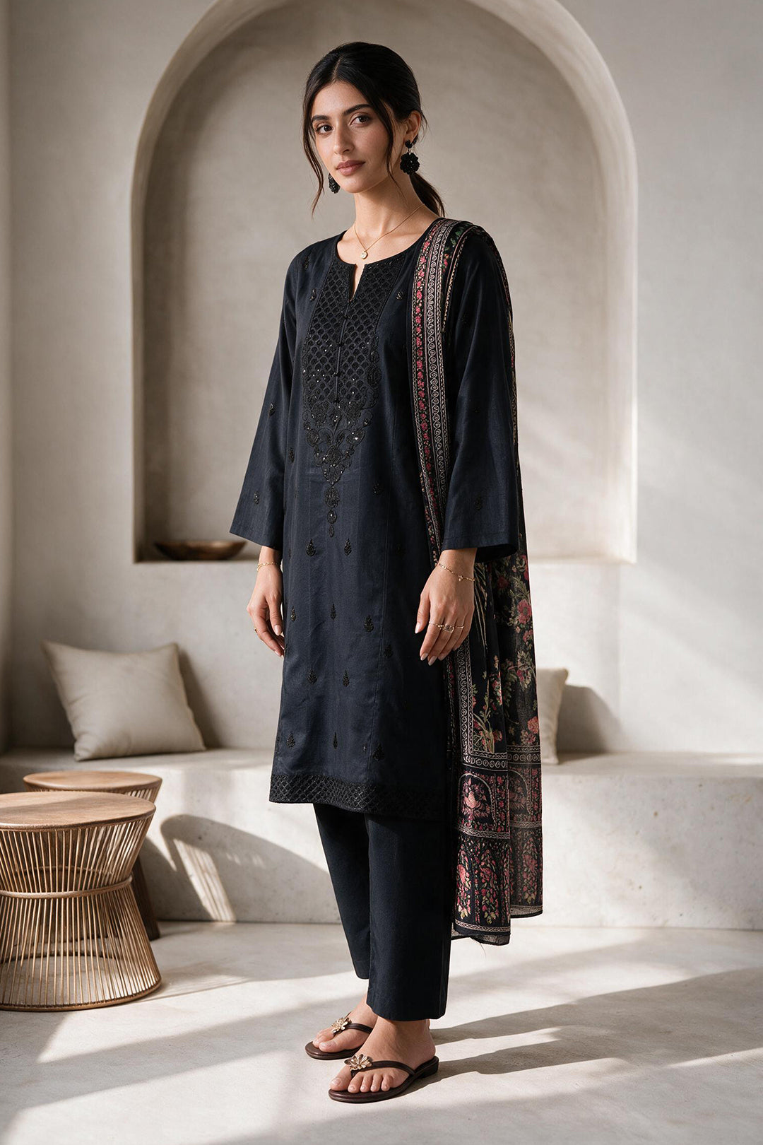Embroidered Kurta Dupatta Trouser - 2725