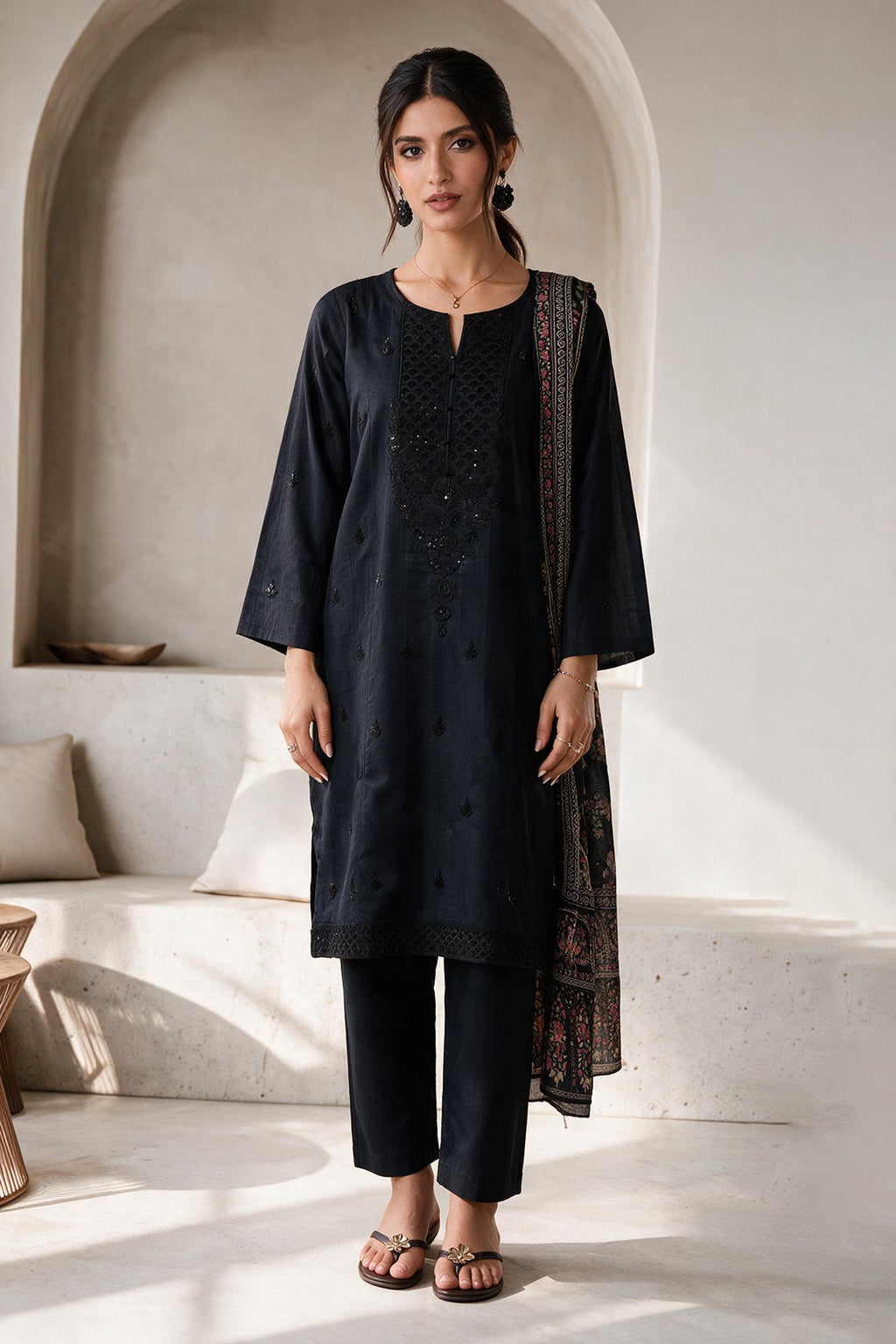 Embroidered Kurta Dupatta Trouser - 2725