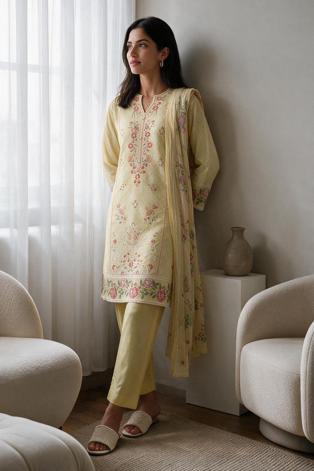 Embroidered Kurta Dupatta Trouser - 2732
