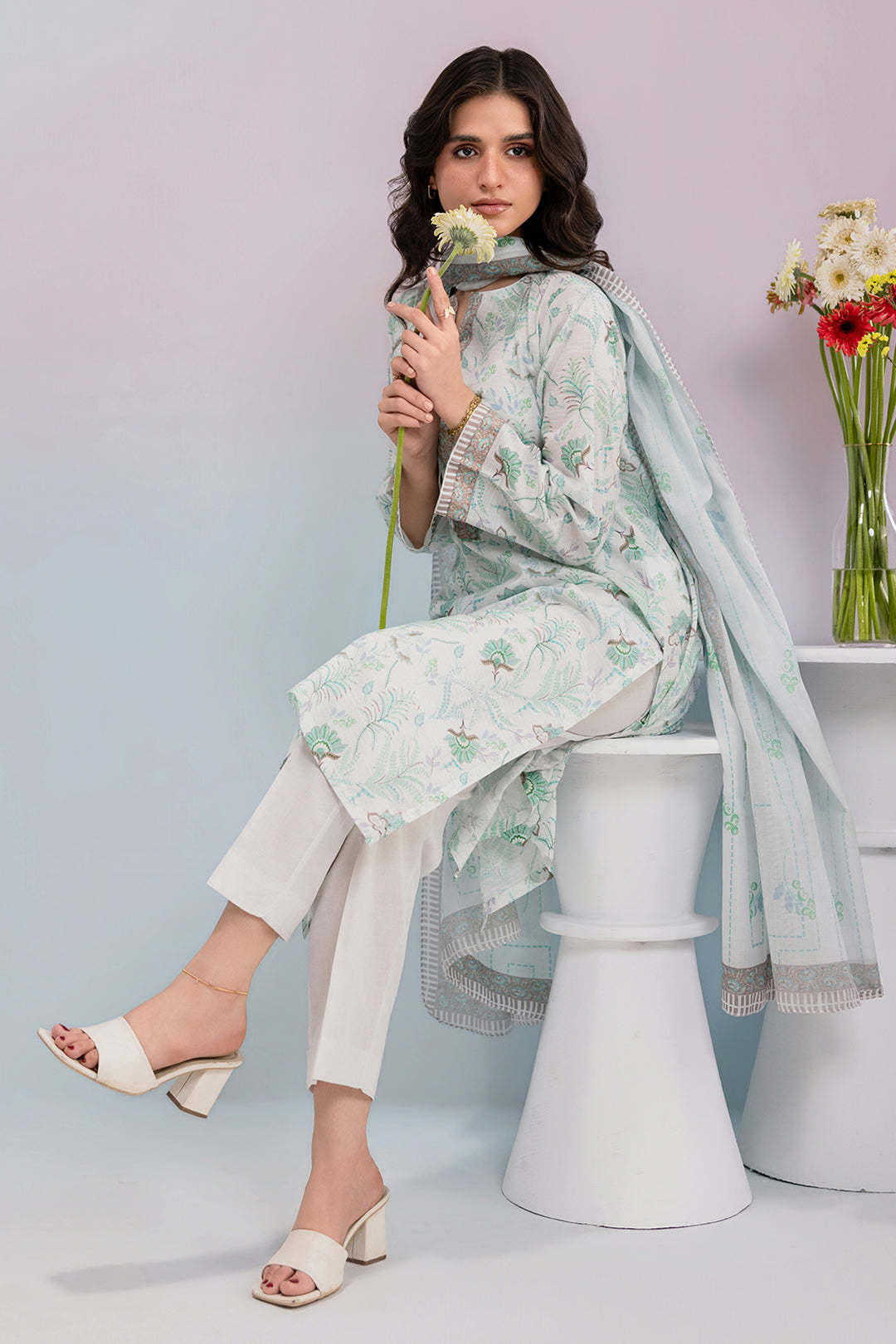 Embroidered Kurta Dupatta Trouser - 2984