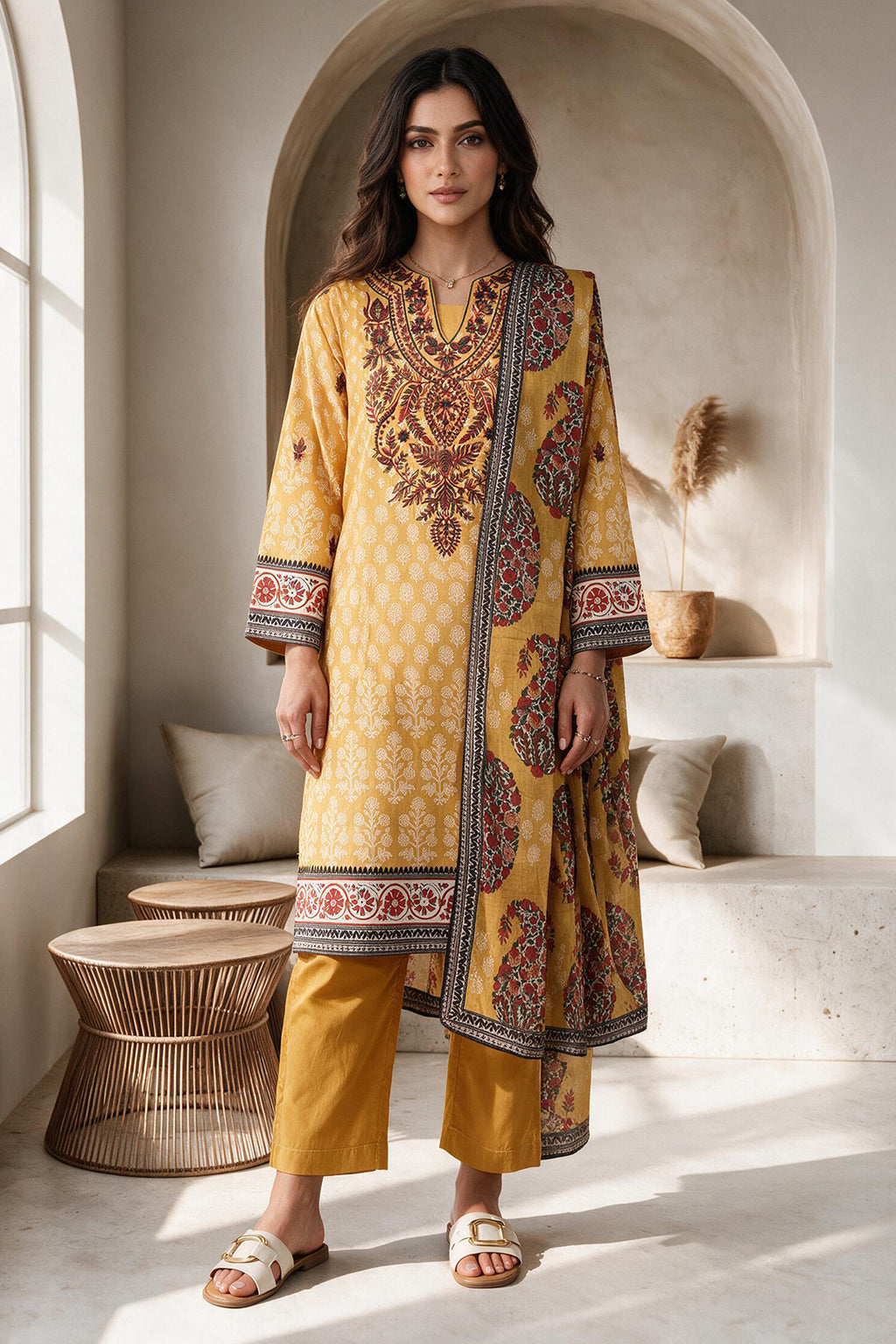 Embroidered Kurta Dupatta Trouser - 2998