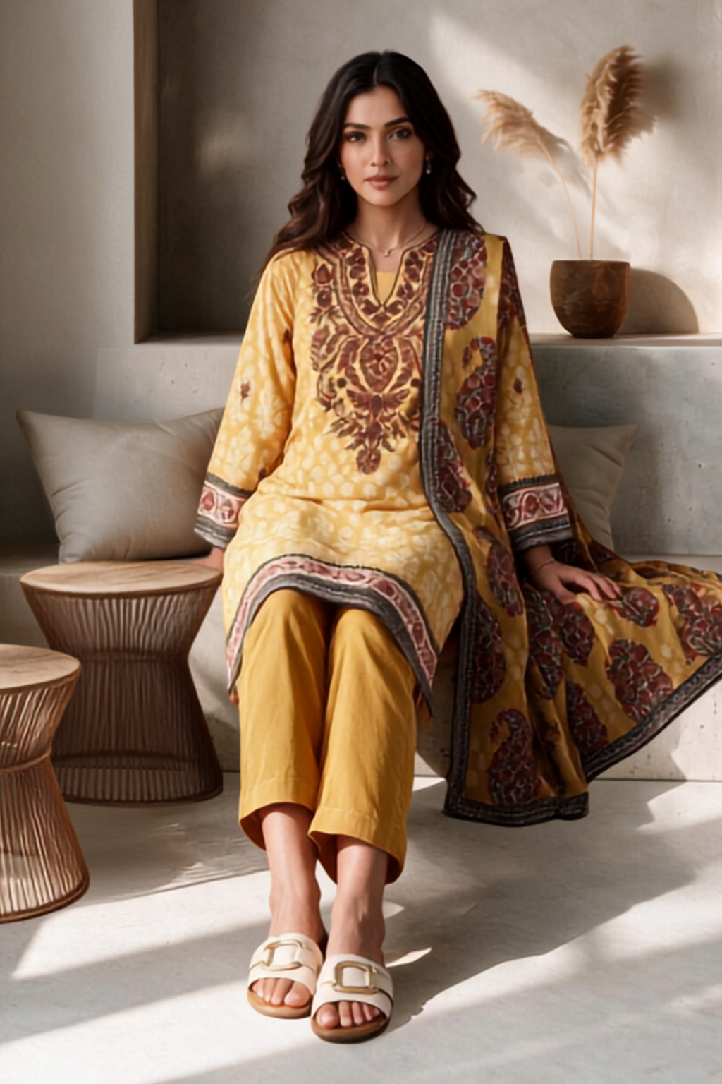 Embroidered Kurta Dupatta Trouser - 2998