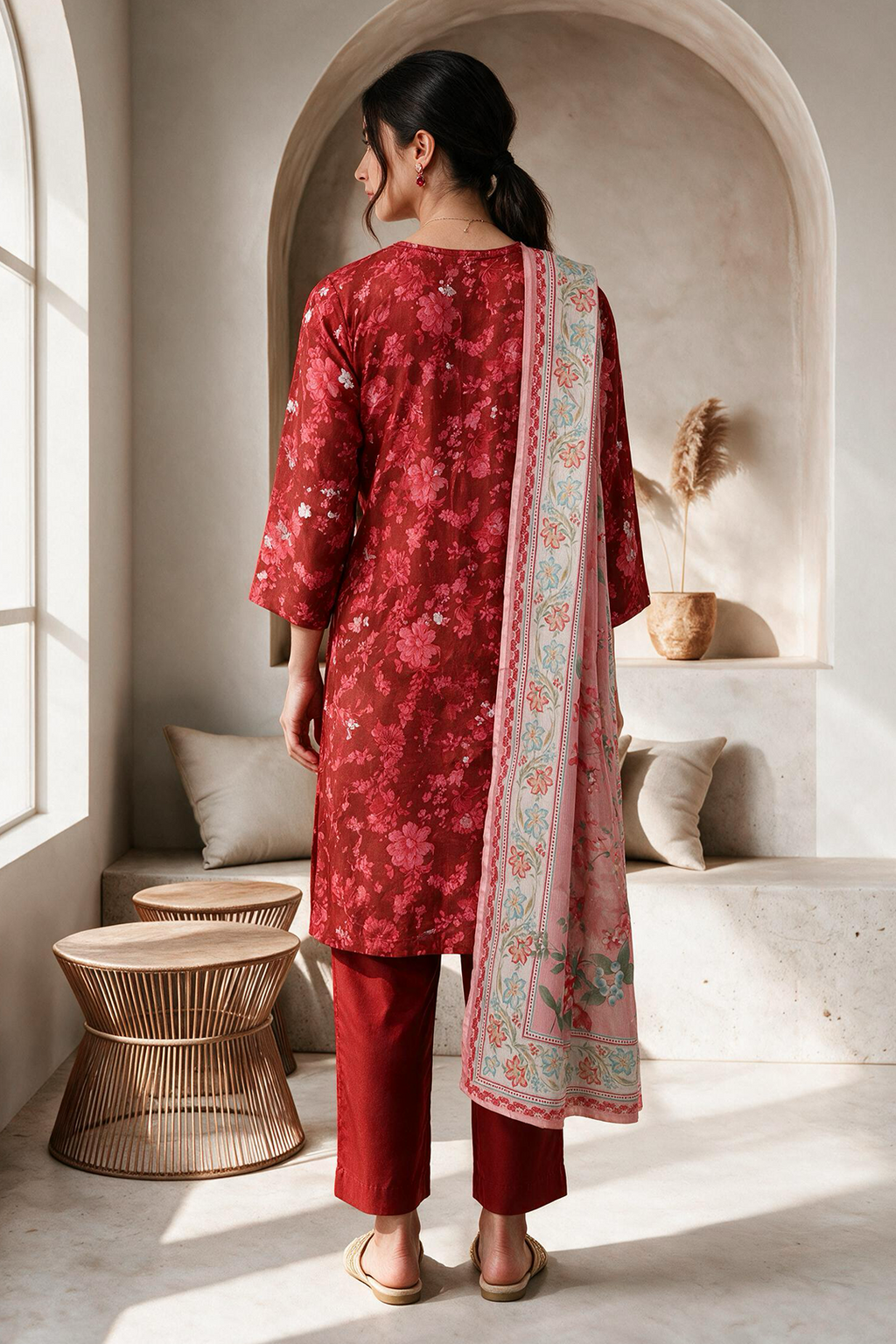 Embroidered Kurta Dupatta Trouser - 3005
