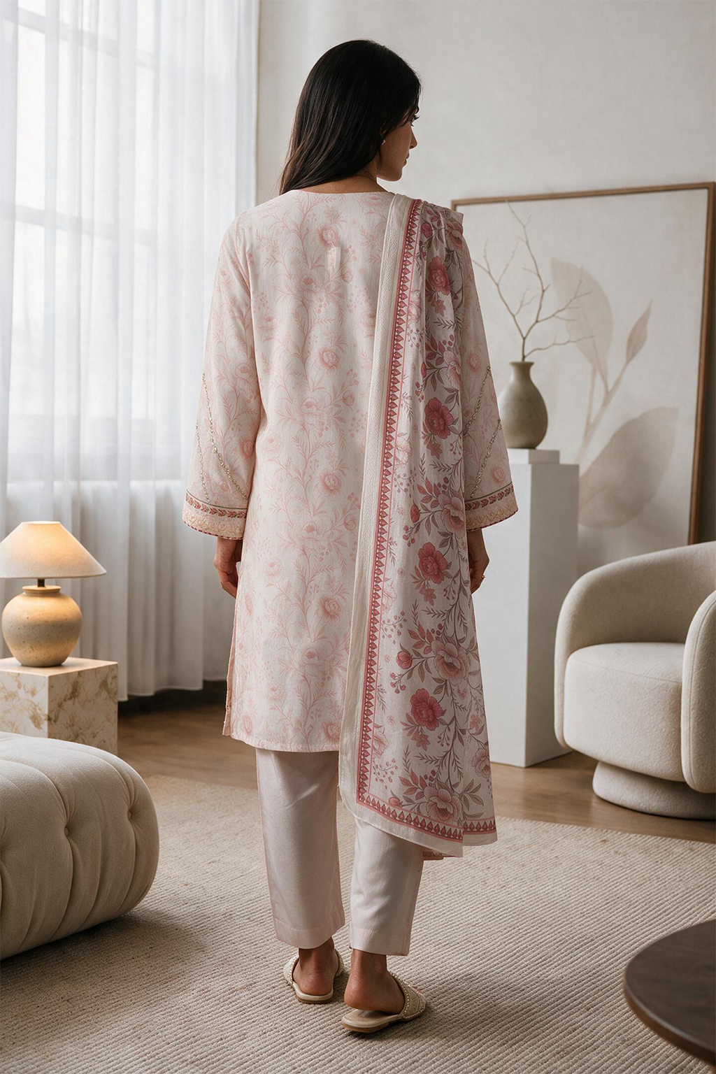 Embroidered Kurta Dupatta Trouser - 3008