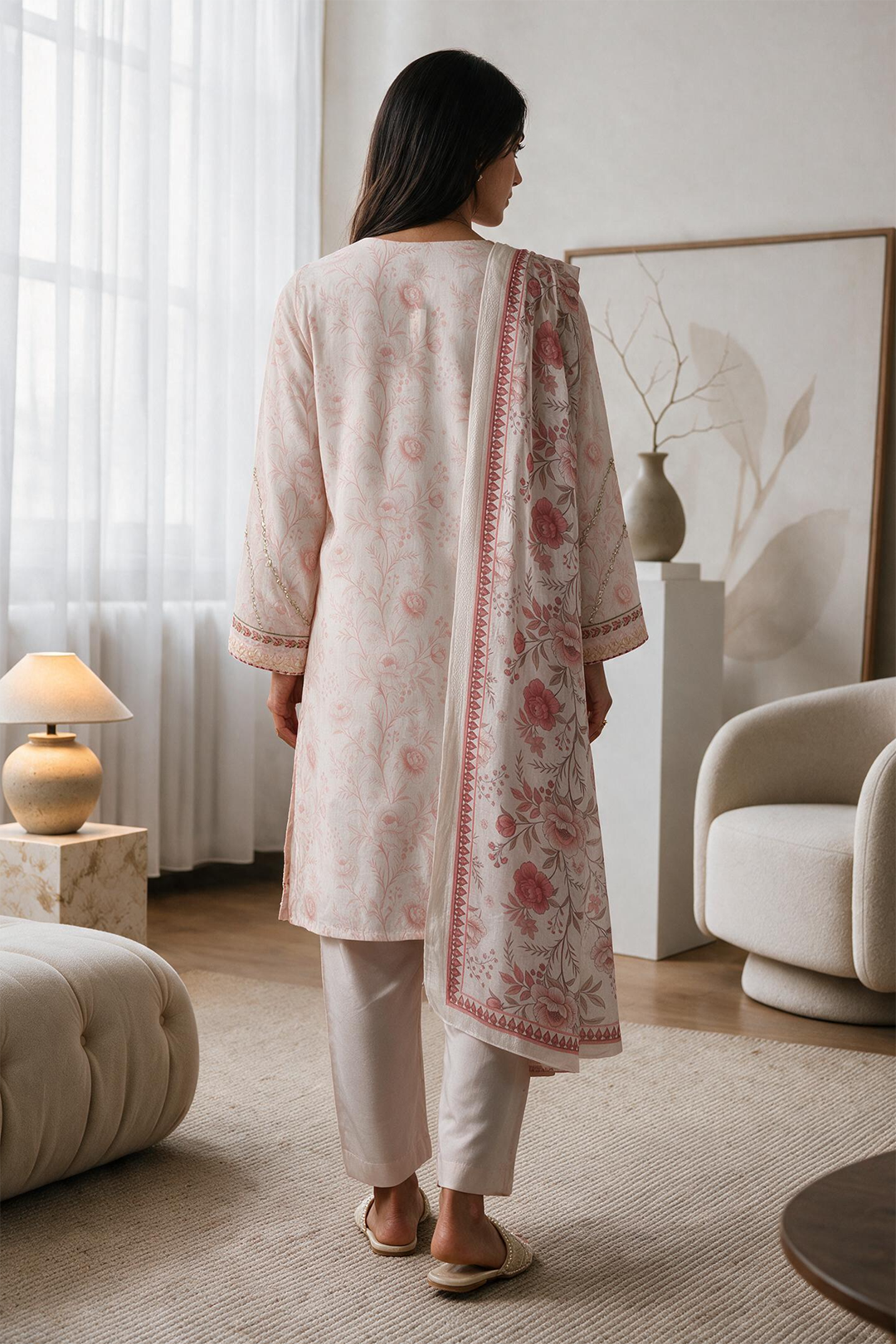 Embroidered Kurta Dupatta Trouser - 3008