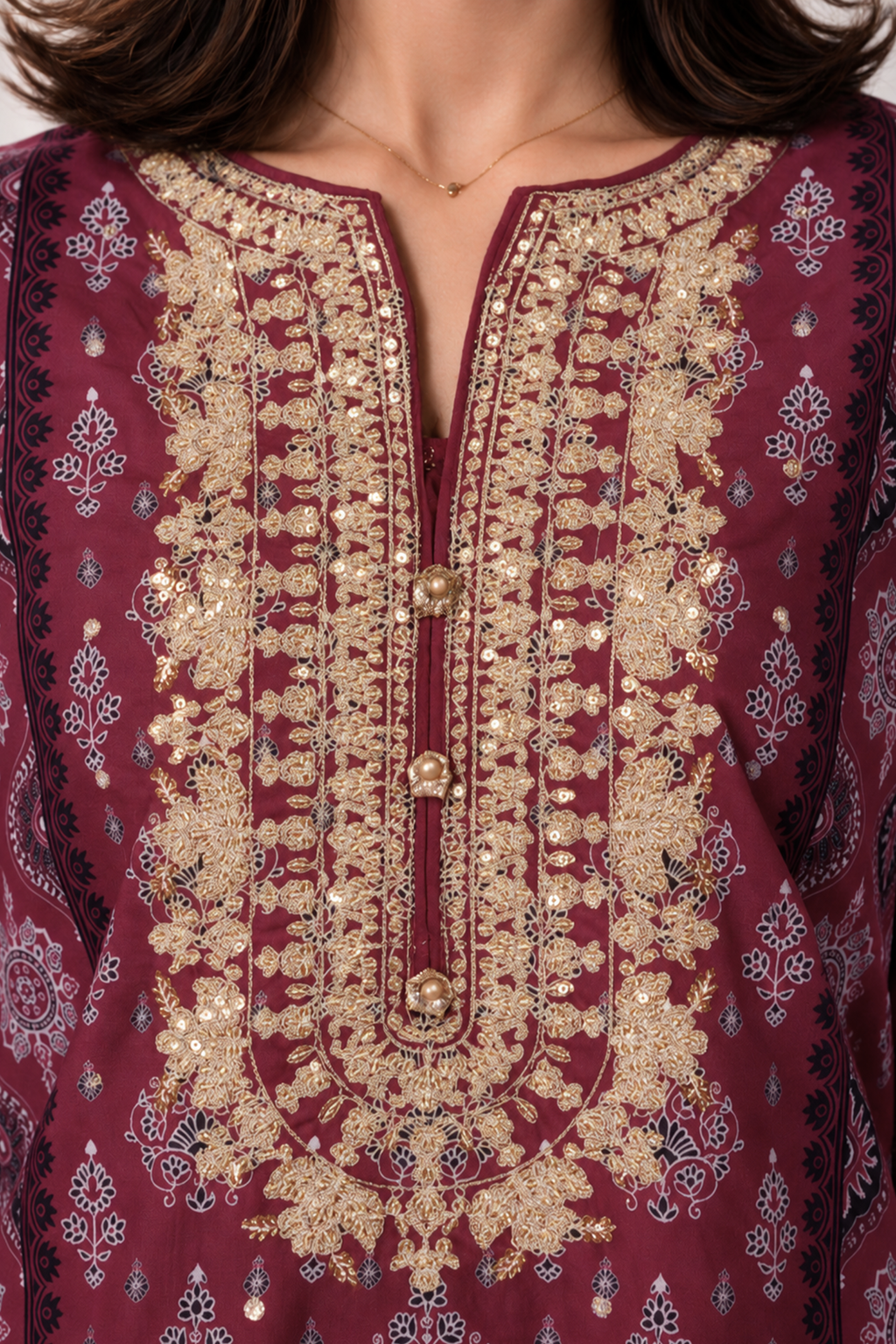 Embroidered Kurta Dupatta Trouser - 3013