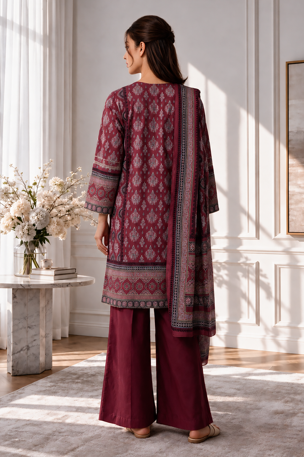 Embroidered Kurta Dupatta Trouser - 3013