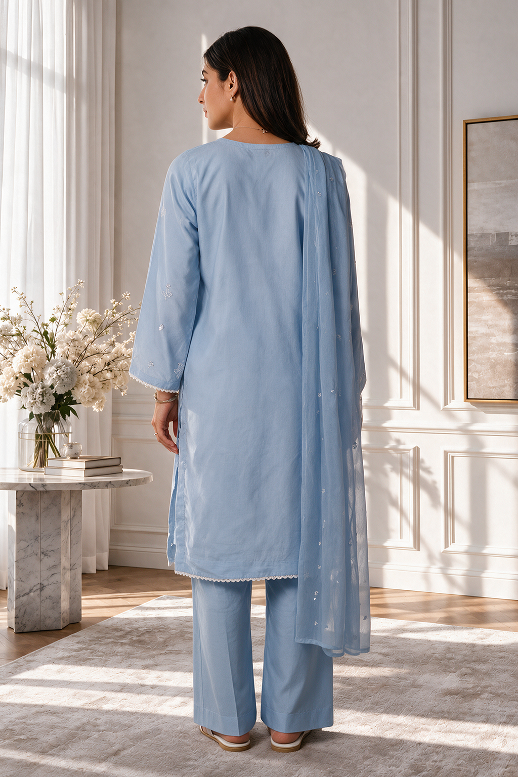 Embroidered Kurta Dupatta Trouser - 3214