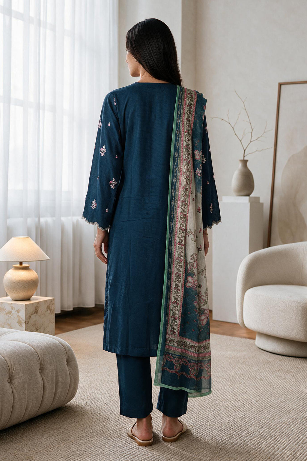 Embroidered Kurta Dupatta Trouser - 3215