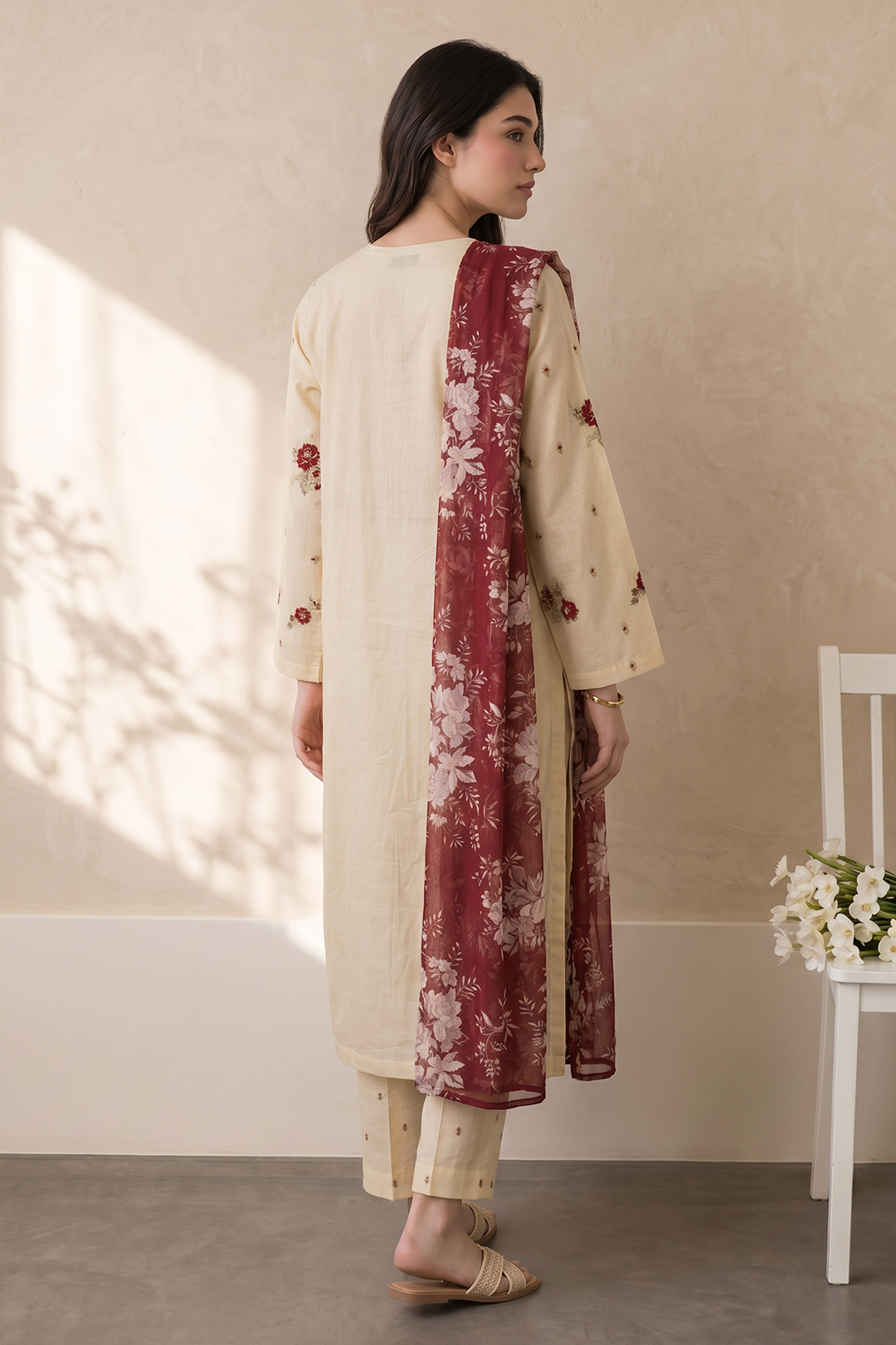 Embroidered Kurta Dupatta Trouser - 3220
