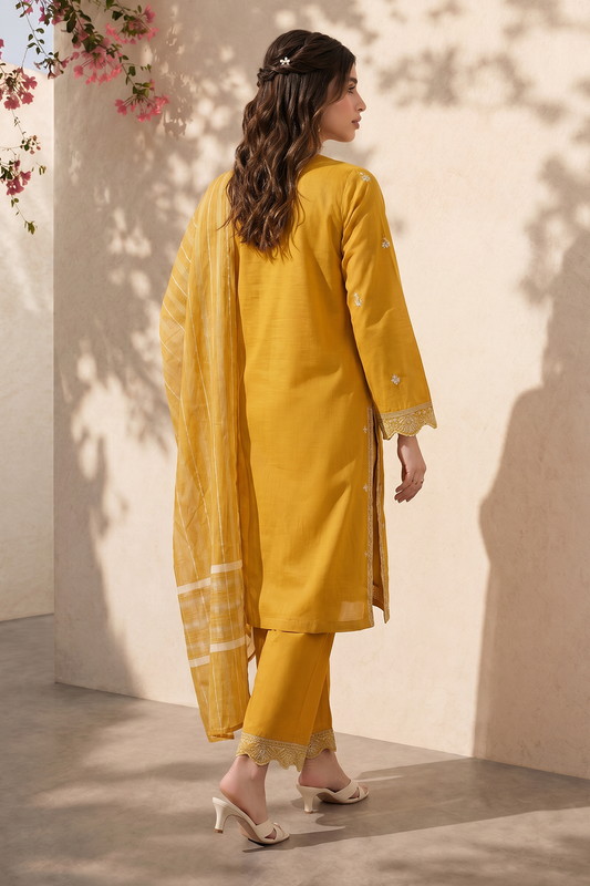 Embroidered Kurta Dupatta Trouser - 3226