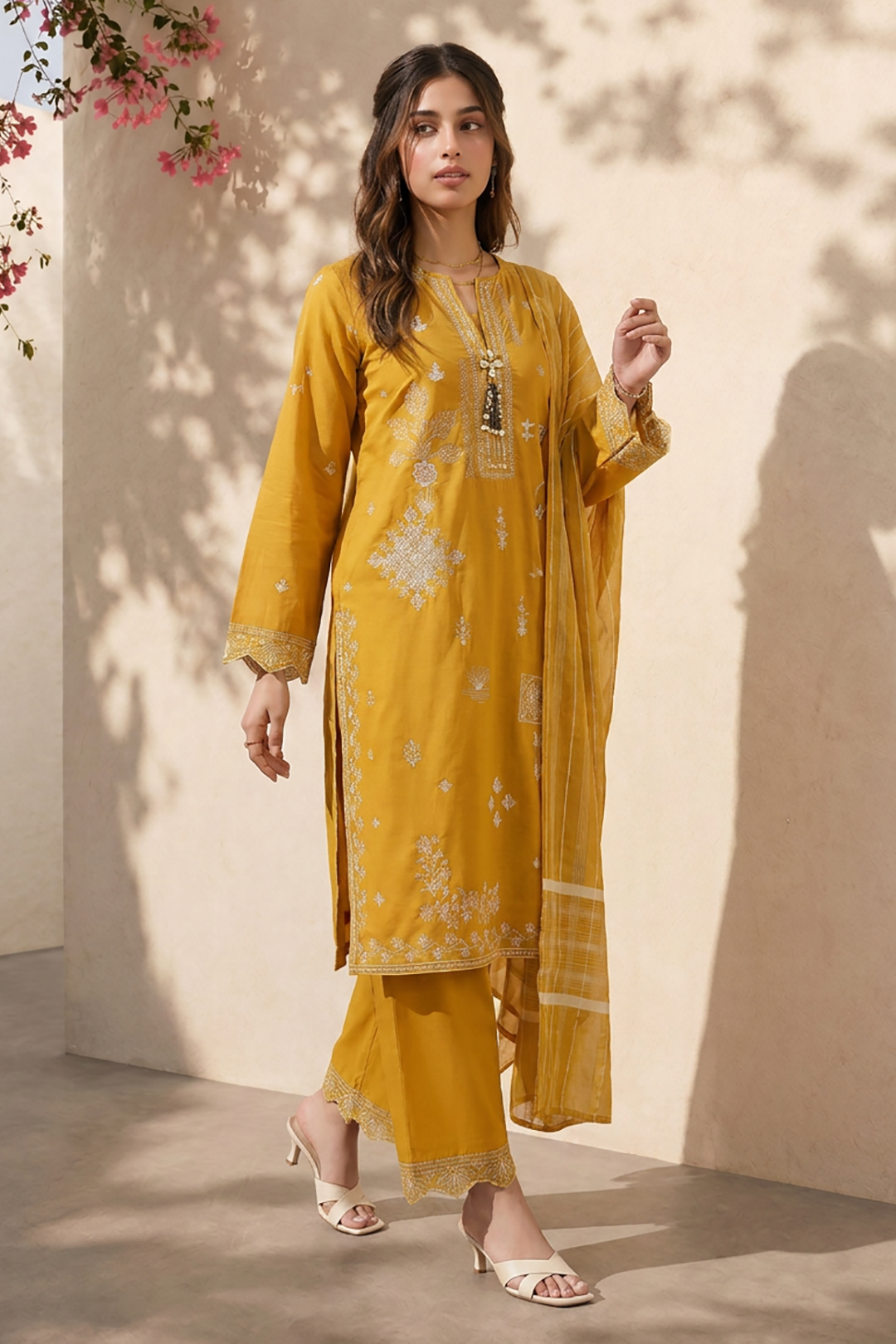 Embroidered Kurta Dupatta Trouser - 3226