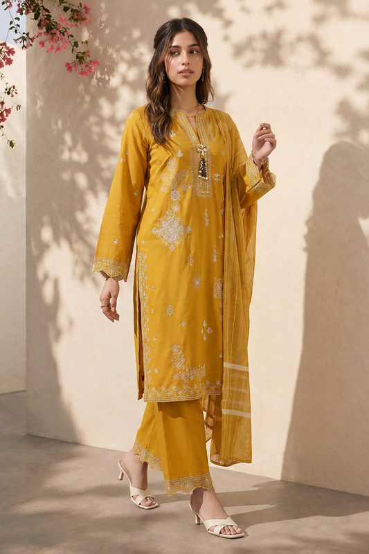 Embroidered Kurta Dupatta Trouser - 3226
