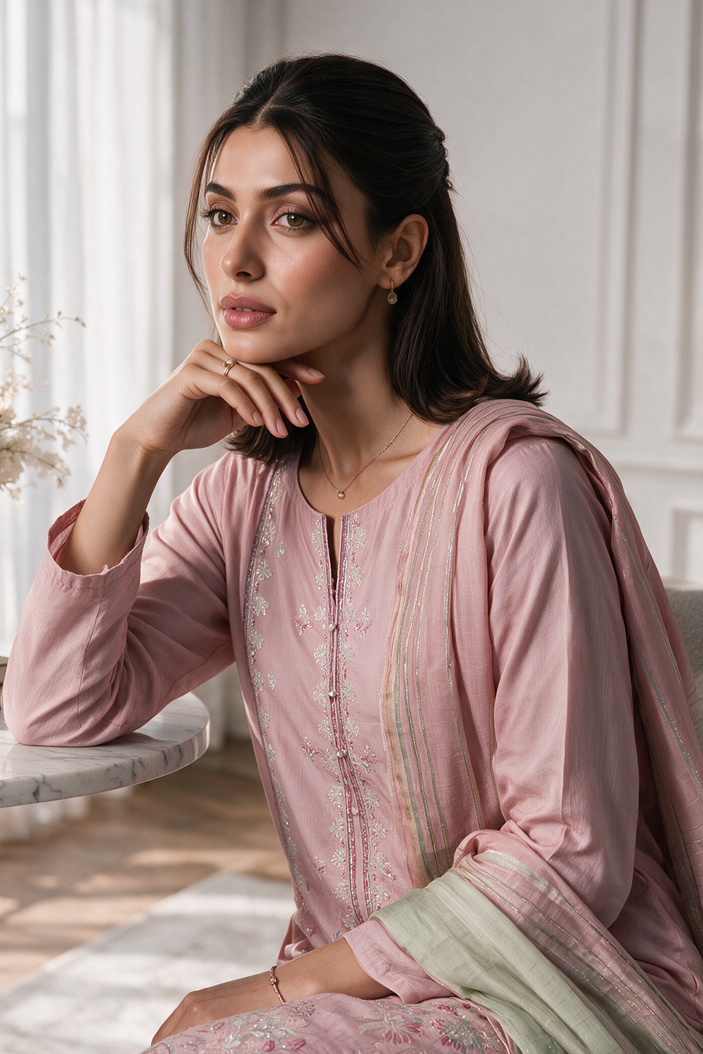 Embroidered Kurta Dupatta Trouser - 3249