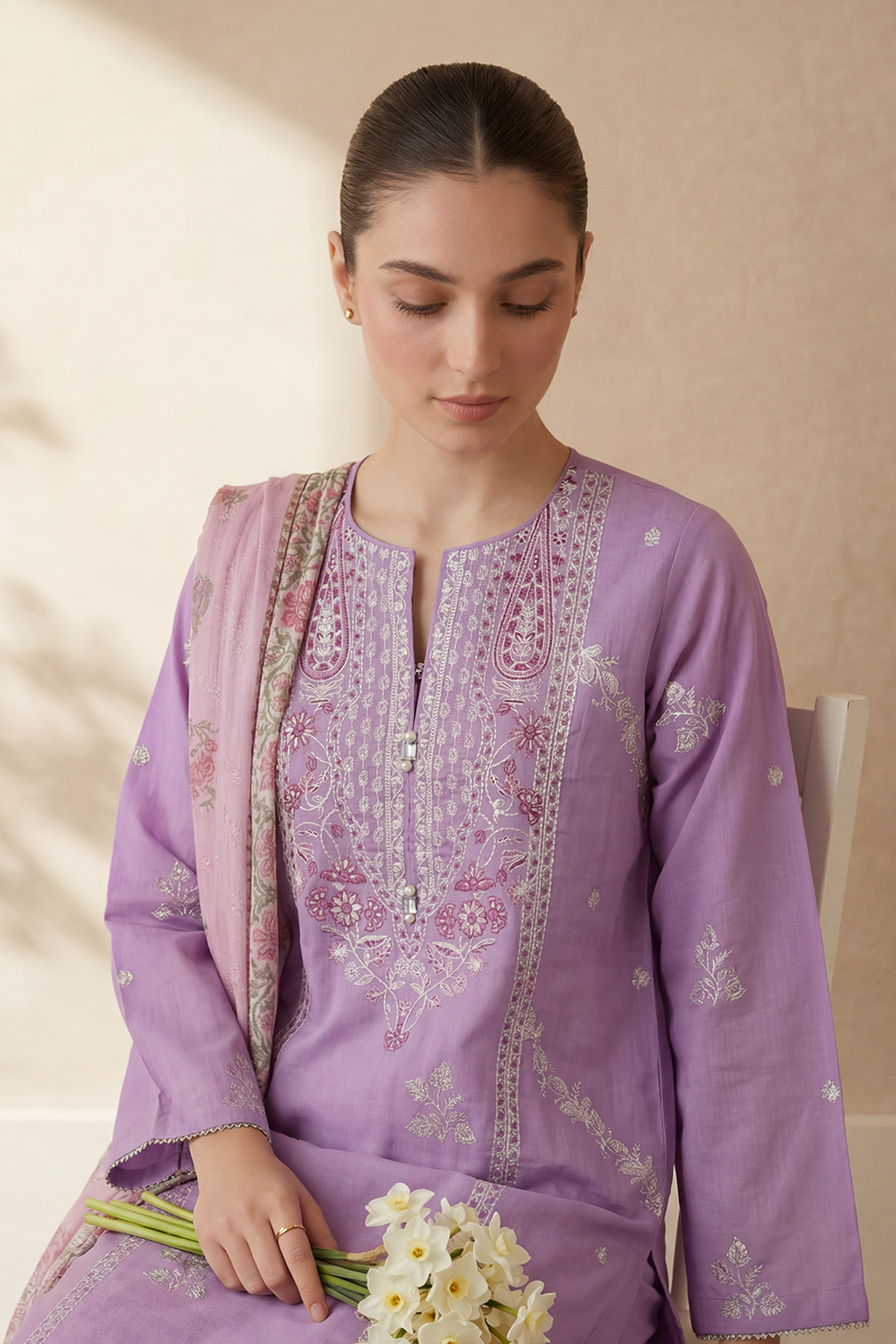 Embroidered Kurta Dupatta Trouser - 3251