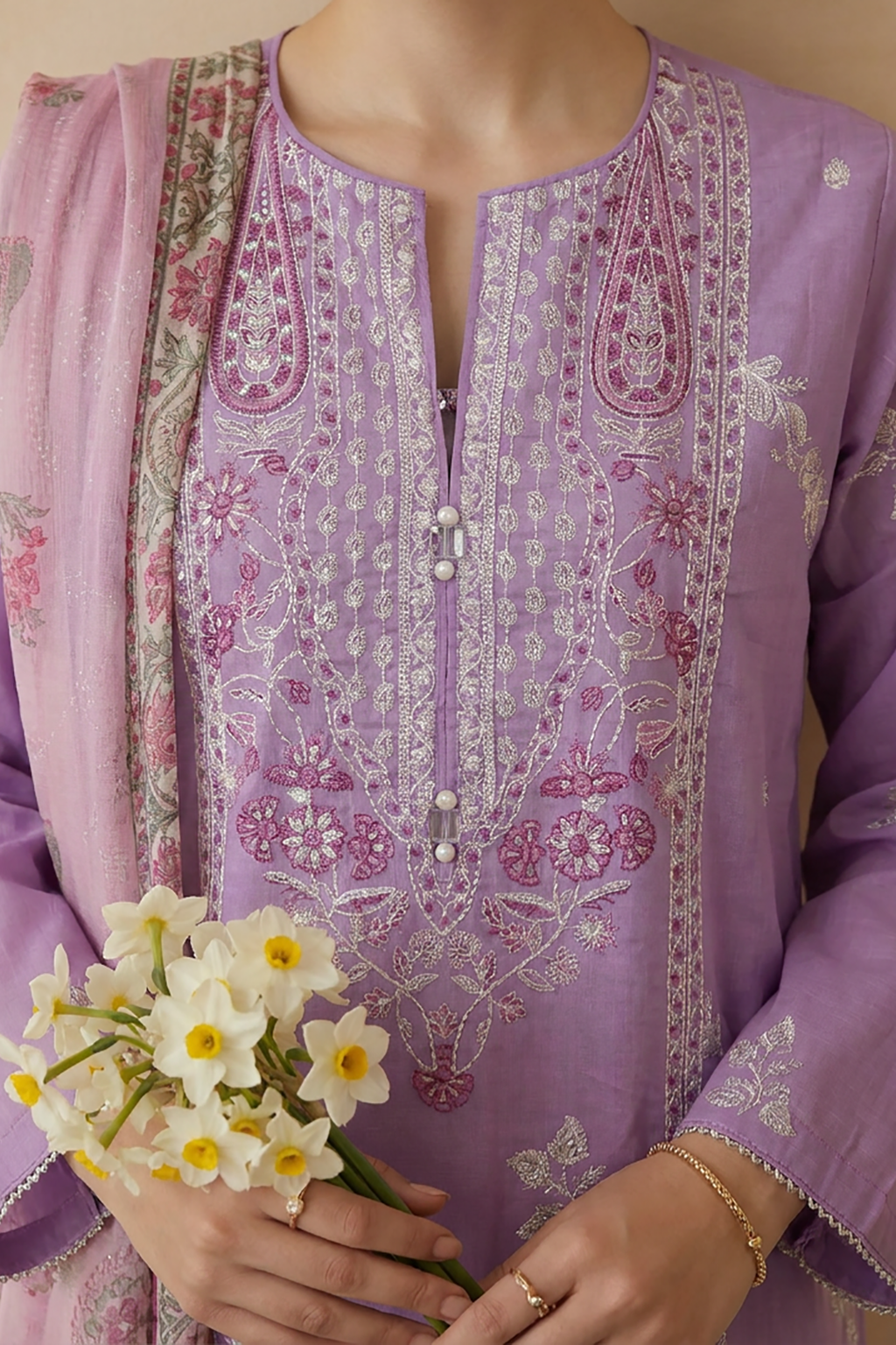 Embroidered Kurta Dupatta Trouser - 3251
