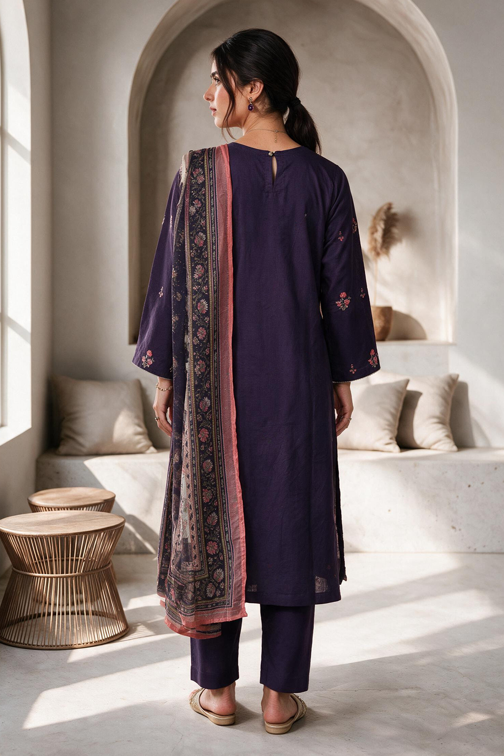Embroidered Kurta Dupatta Trouser - 3254