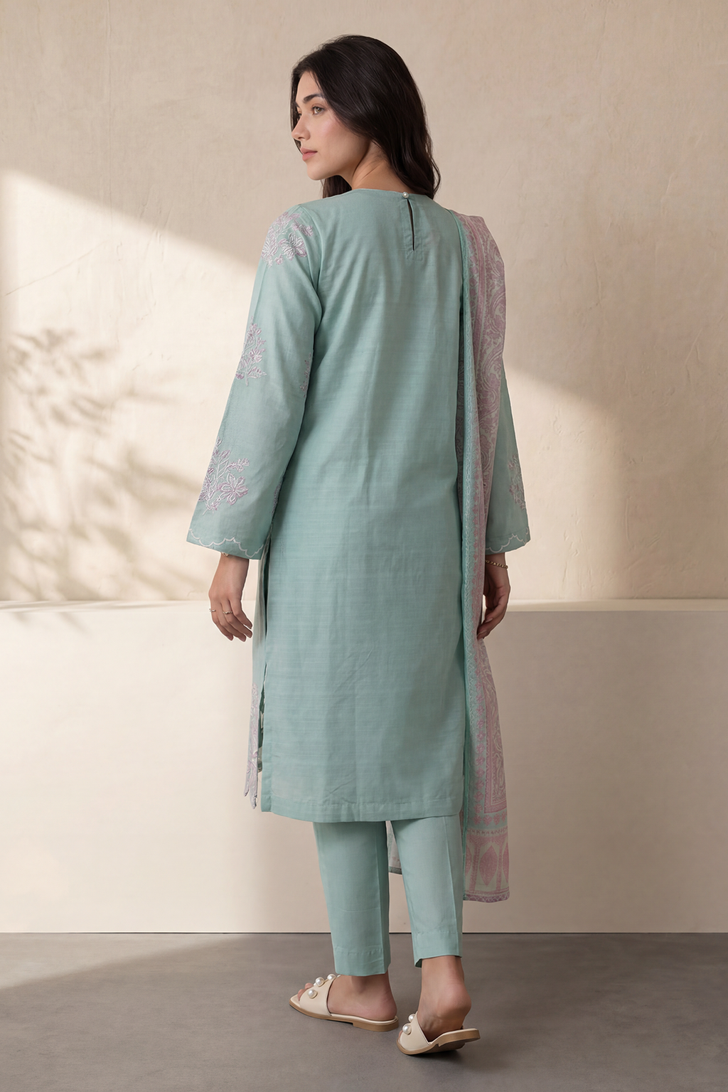 Embroidered Kurta Dupatta Trouser - 3257