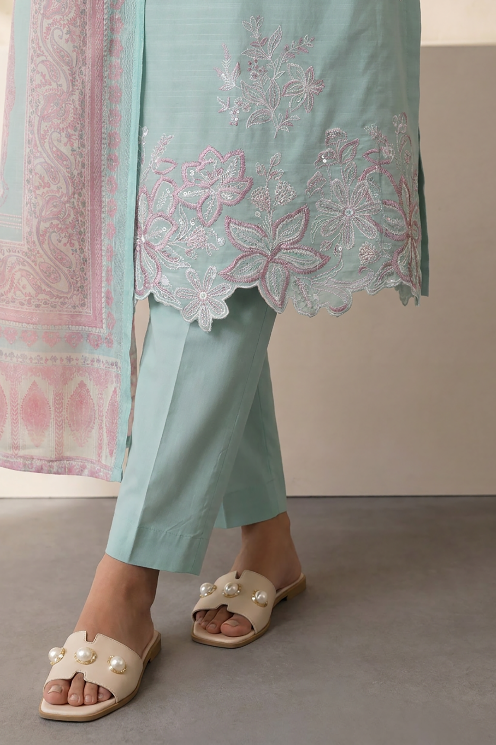 Embroidered Kurta Dupatta Trouser - 3257