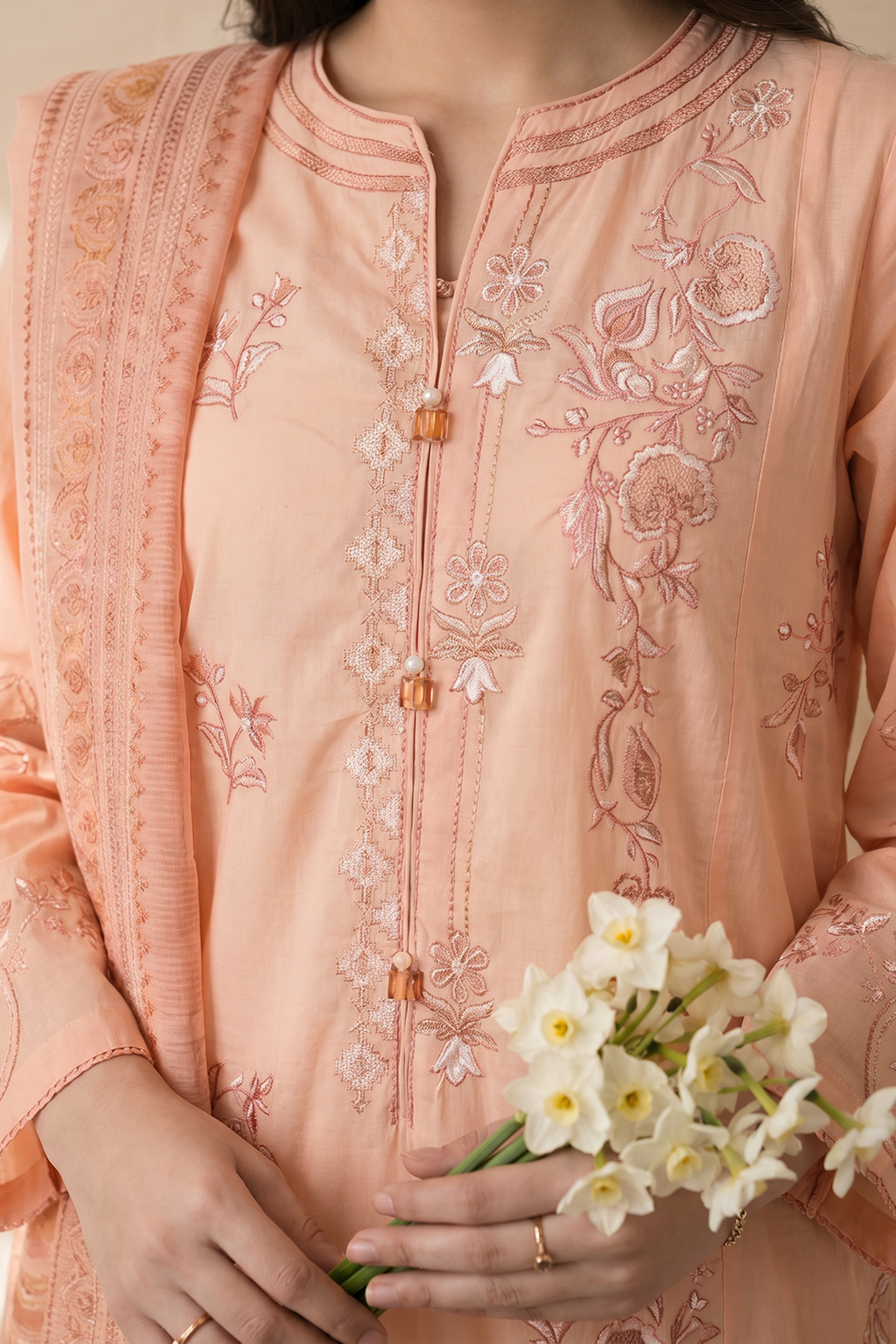 Embroidered Kurta Dupatta Trouser - 3258