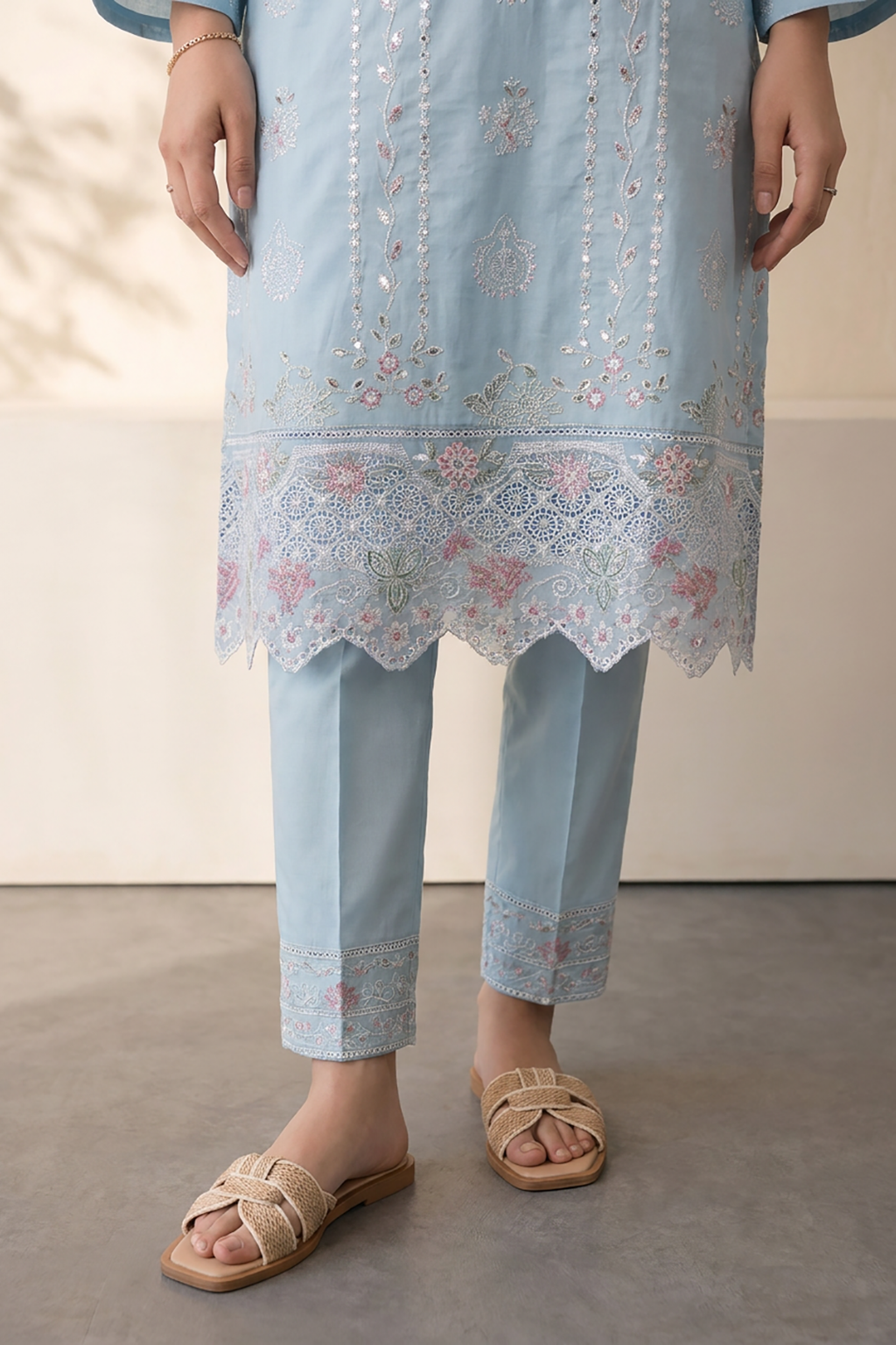 Embroidered Kurta Dupatta Trouser - 3260