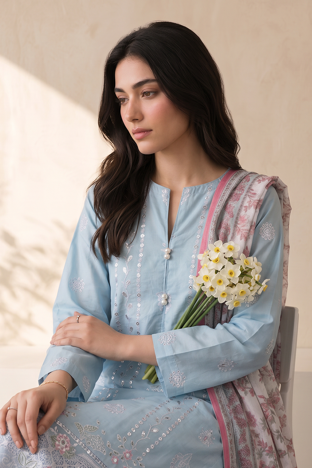 Embroidered Kurta Dupatta Trouser - 3260