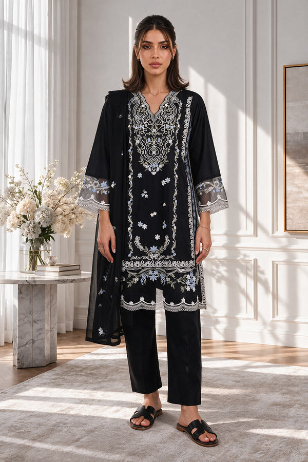 Embroidered Kurta Dupatta Trouser - 3276