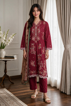 Embroidered Kurta Dupatta Trouser - 3278