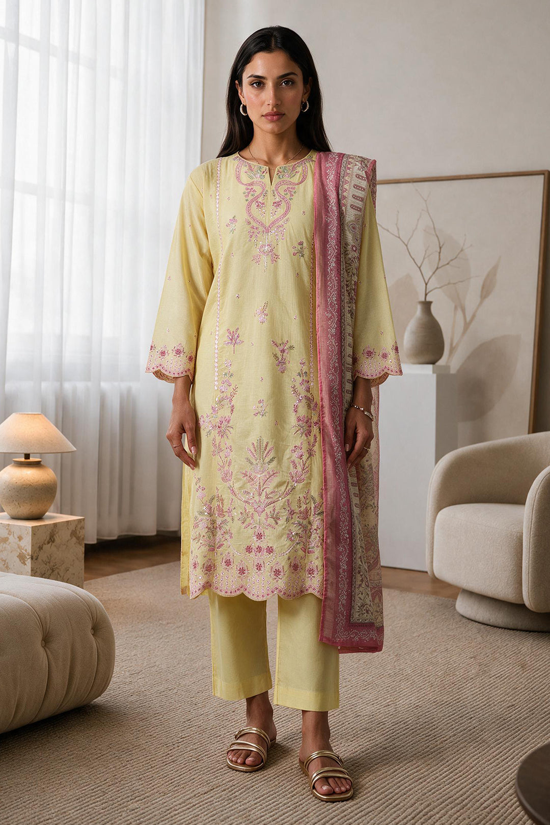 Embroidered Kurta Dupatta Trouser - 3280