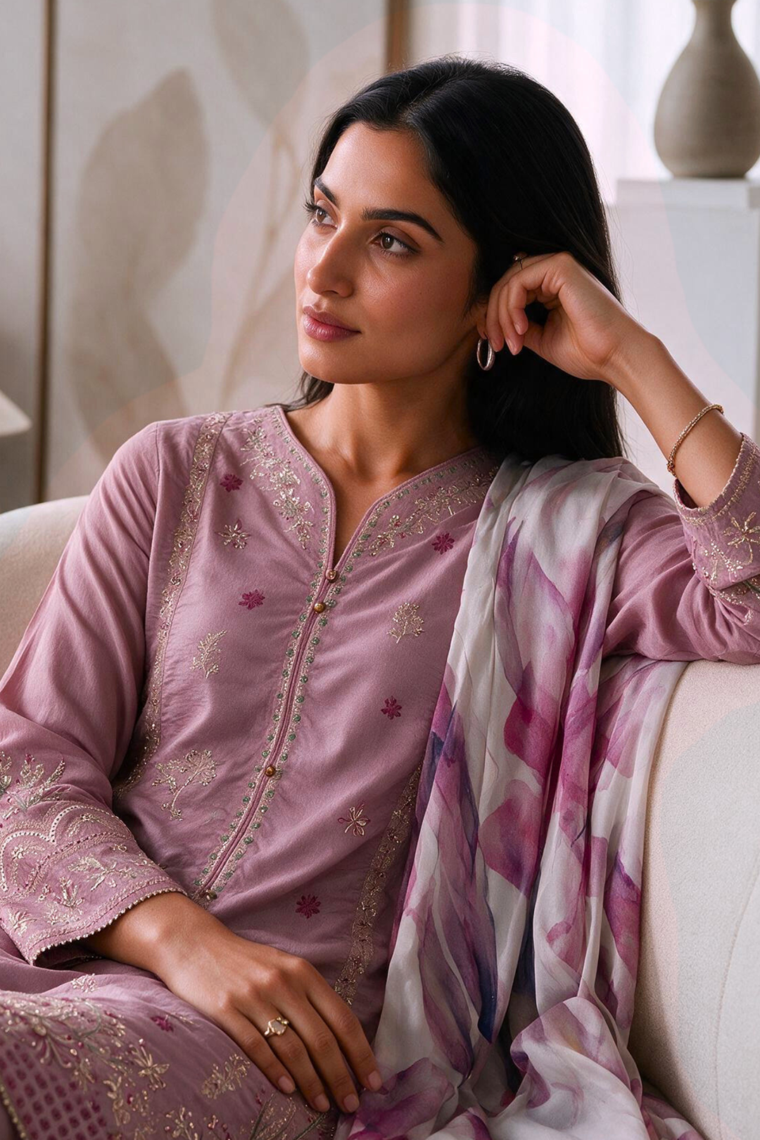 Embroidered Kurta Dupatta Trouser - 3303