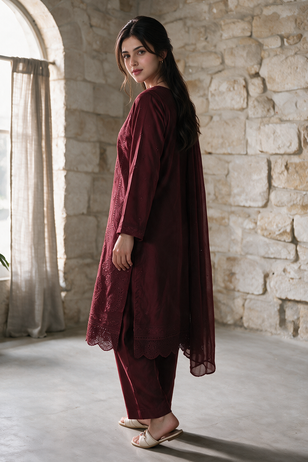 Embroidered Kurta Dupatta Trouser - 3304