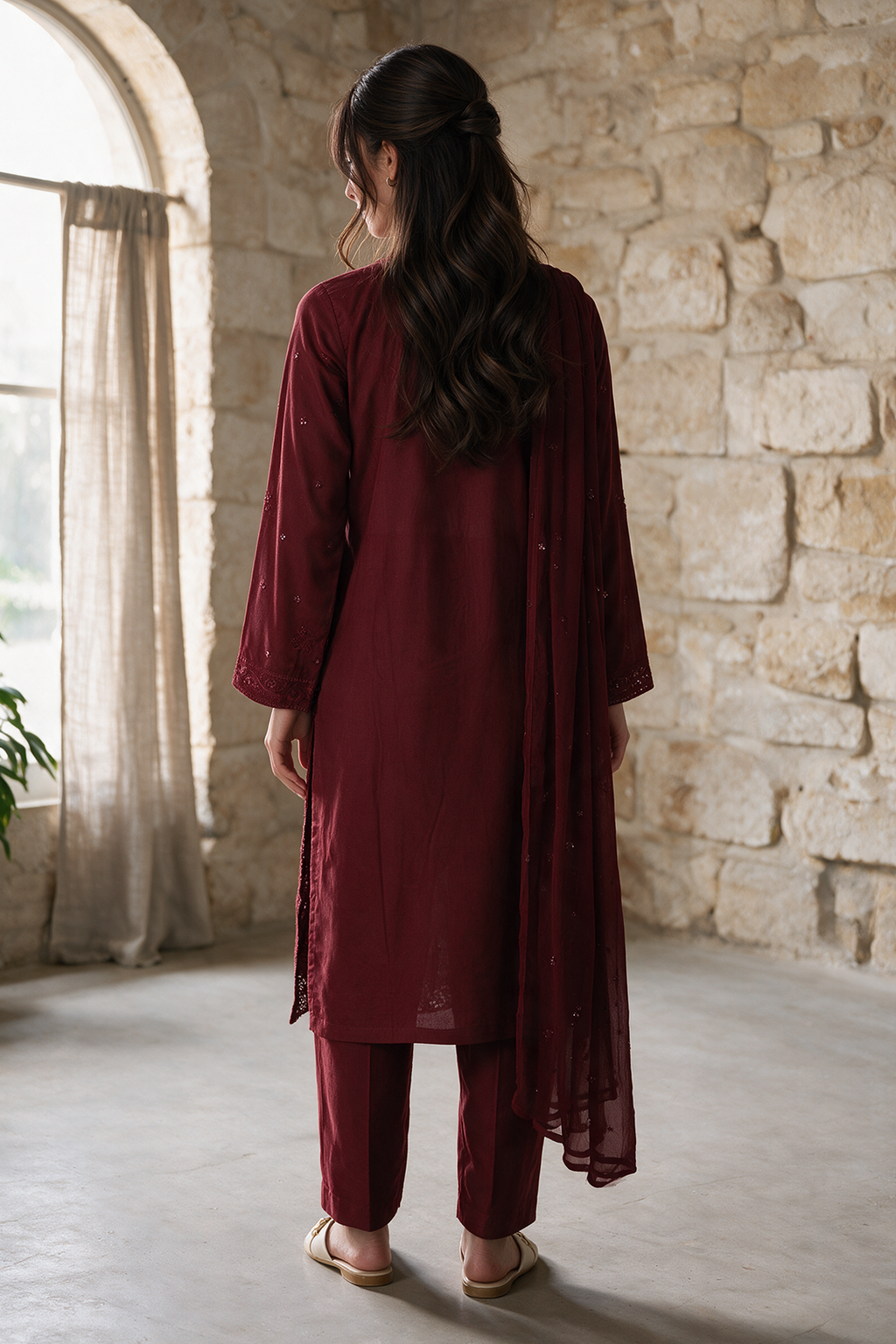 Embroidered Kurta Dupatta Trouser - 3304