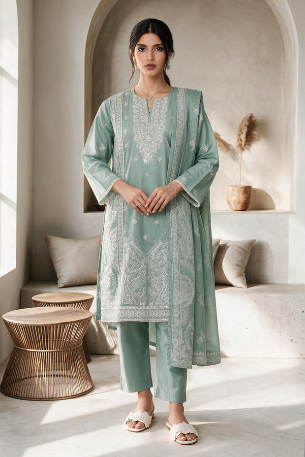 Embroidered Kurta Dupatta Trouser - 3307
