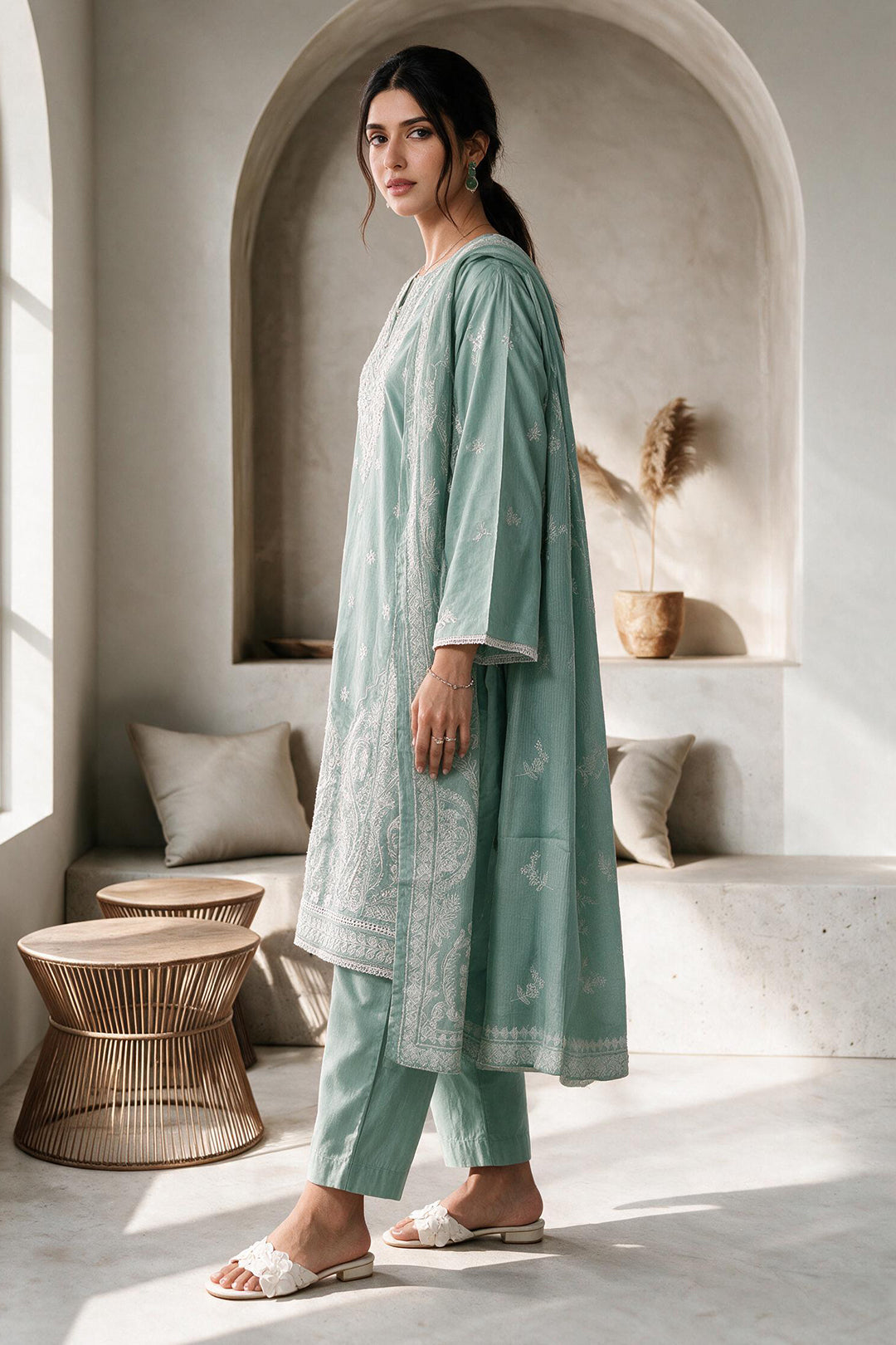 Embroidered Kurta Dupatta Trouser - 3307