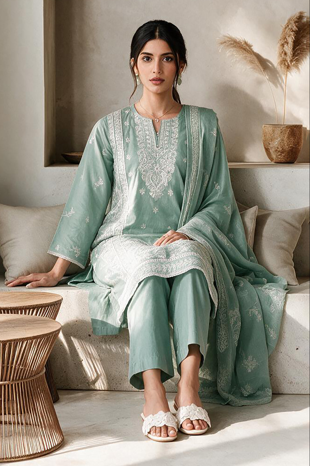 Embroidered Kurta Dupatta Trouser - 3307
