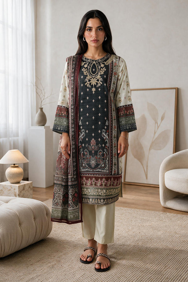 Embroidered Kurta Dupatta Trouser - 3313